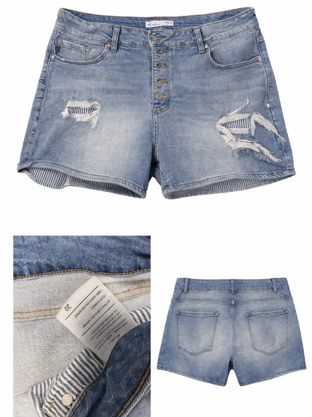 Maurices Distressed Light Blue High-Rise Denim Shorts Size 20